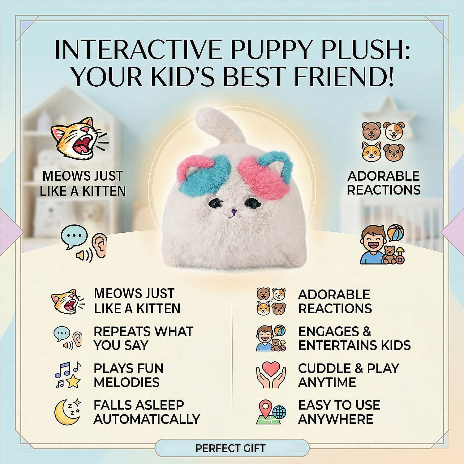 Interactive Companioni Plush with Expressions - Voices - White