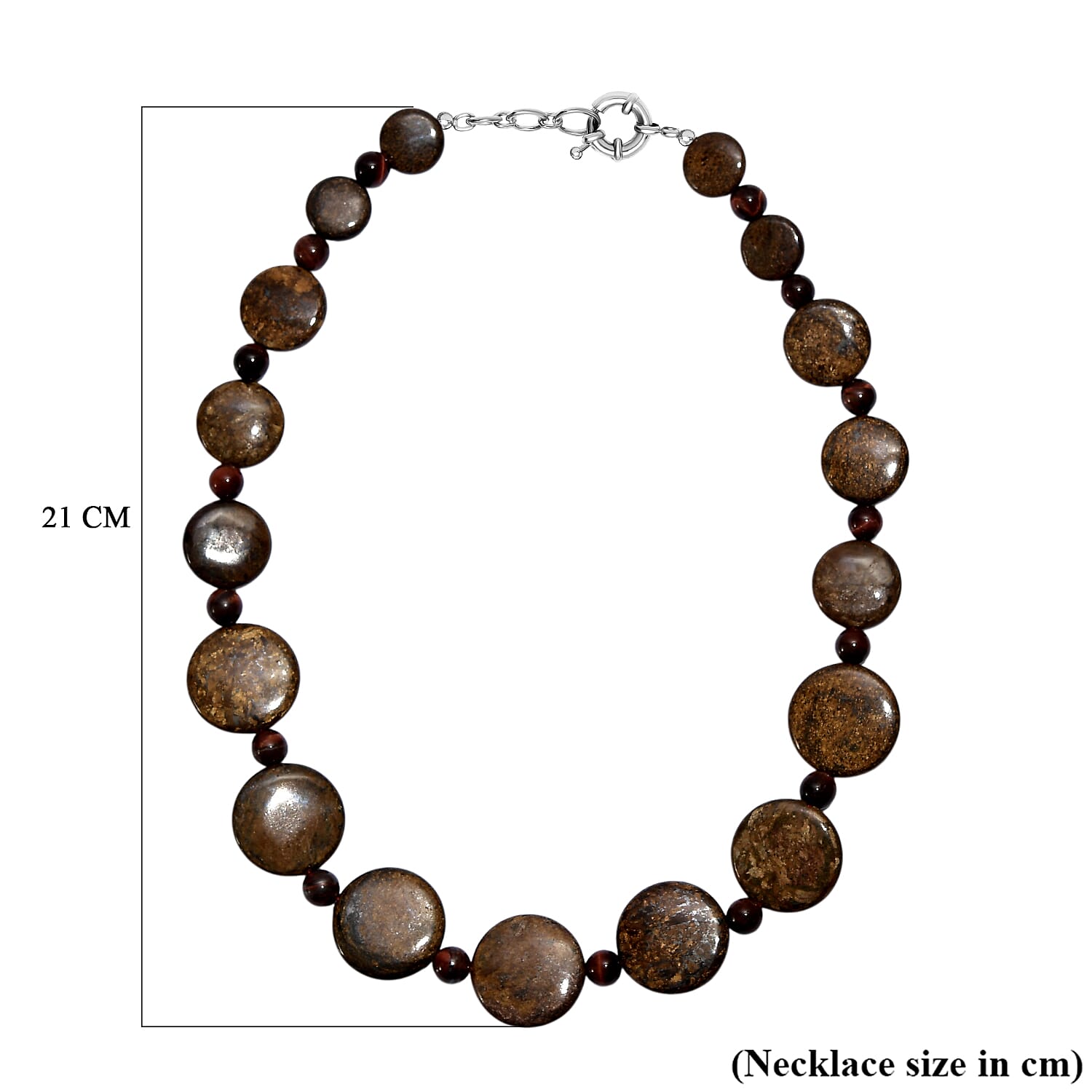EverTrue Brownzite Jasper & Red Tiger Eye Necklace (Size 20) in Platinum Overlay 485.00 Ct.