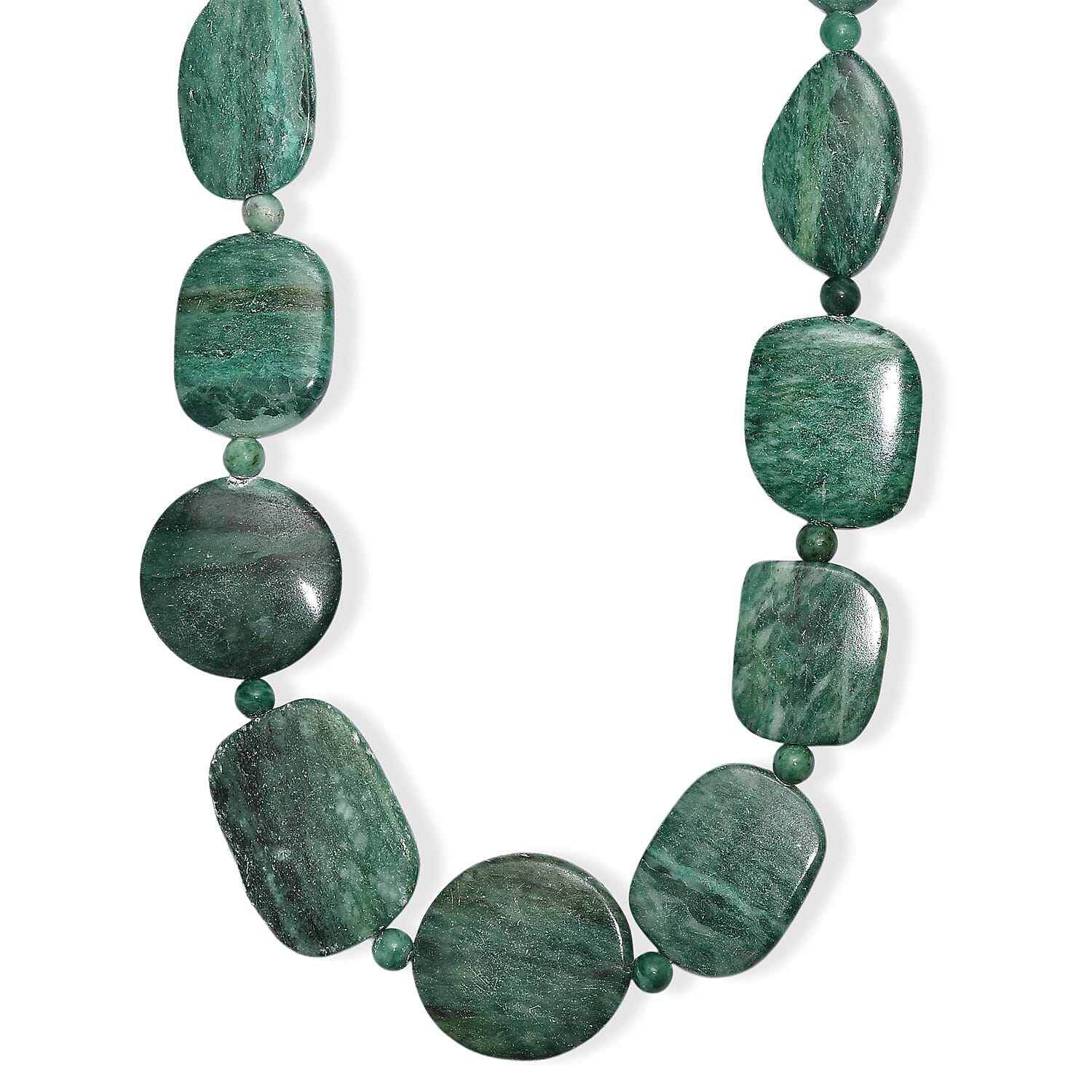EverTrue Rainforest Jasper & Green Jasper Necklace (Size 20) in Platinum Overlay 485.00 Ct.