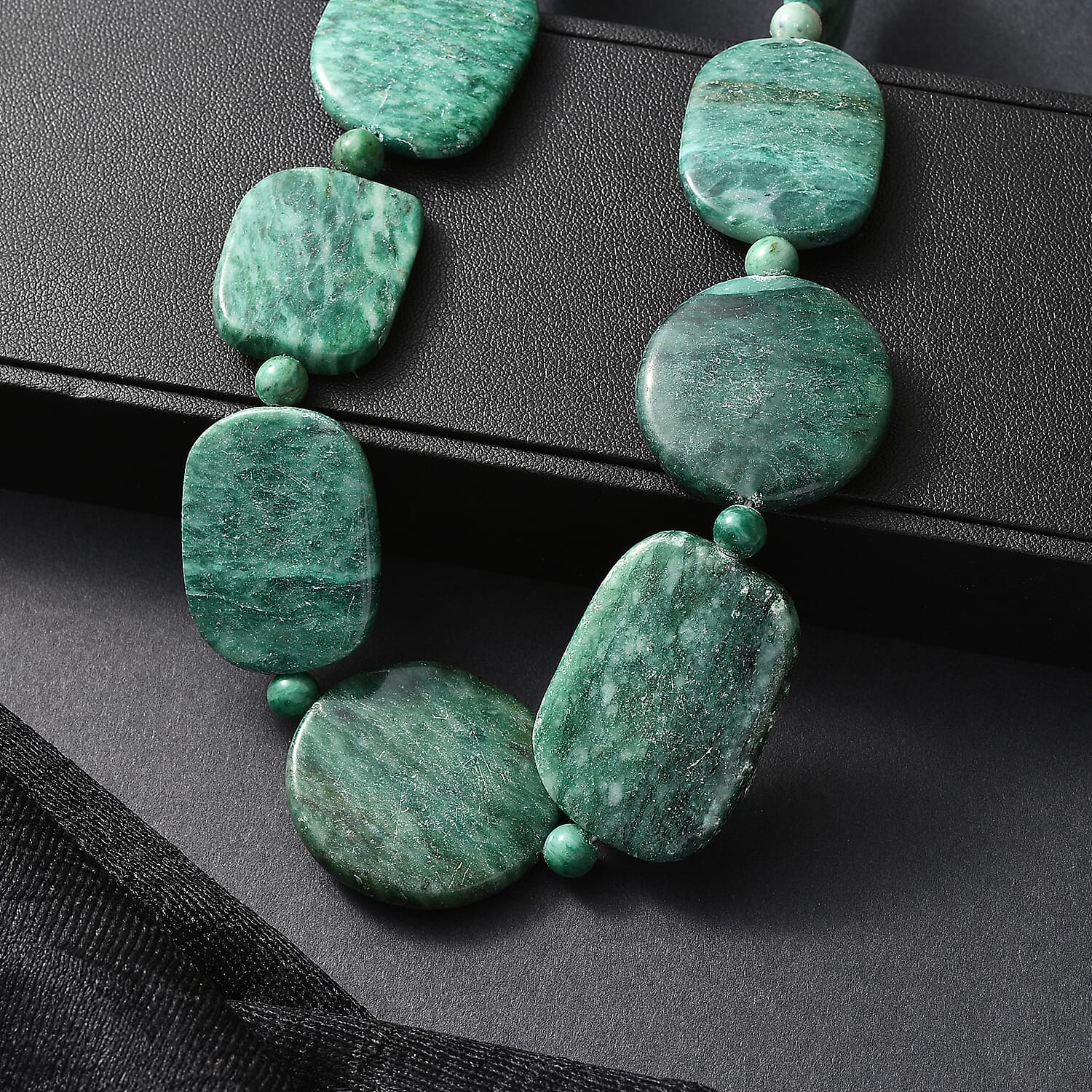 EverTrue Rainforest Jasper & Green Jasper Necklace (Size 20) in Platinum Overlay 485.00 Ct.