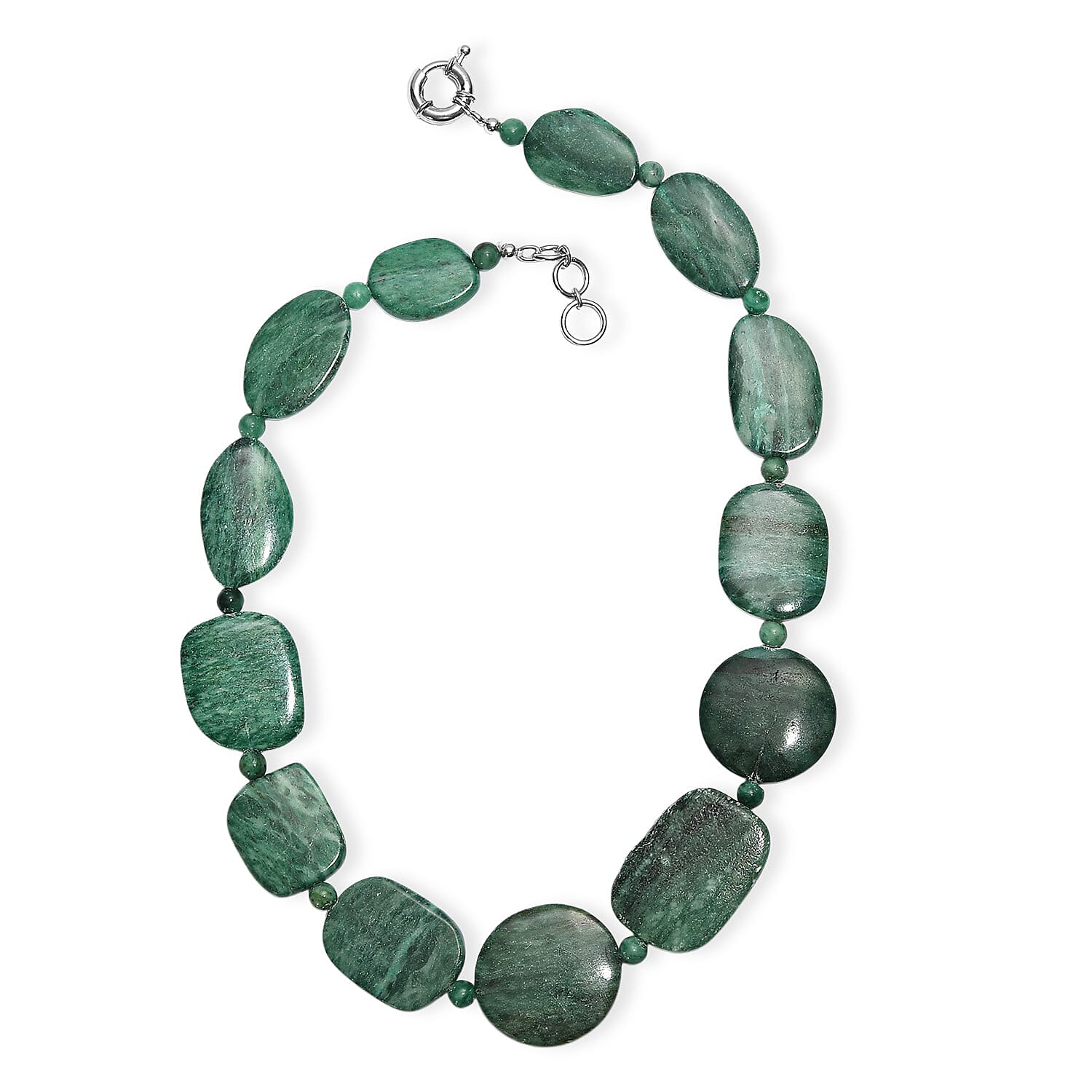 EverTrue Rainforest Jasper & Green Jasper Necklace (Size 20) in Platinum Overlay 485.00 Ct.