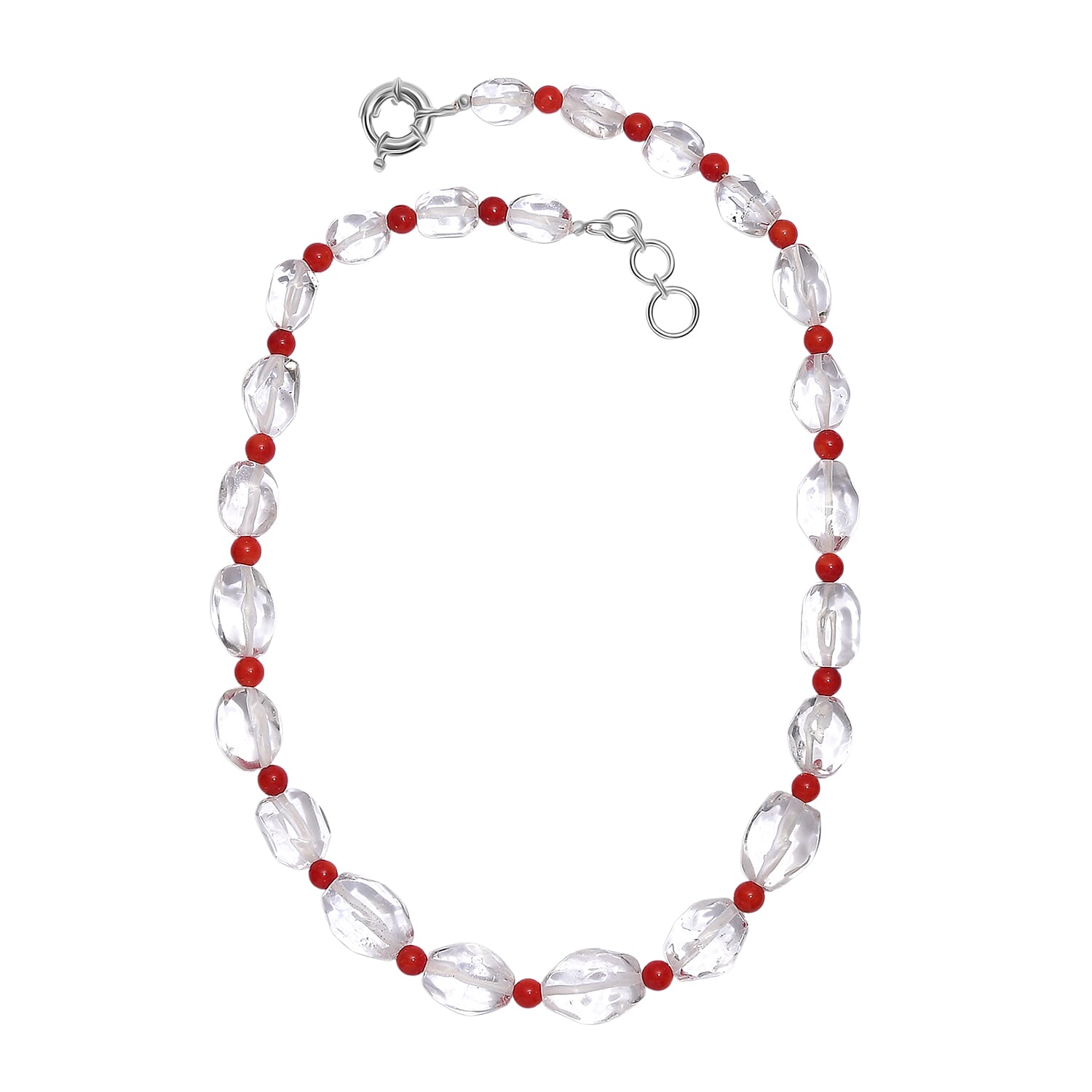 One Time Close Out Deal-  Crystal Necklace (Size 20 - 1 Ext) with Seniorita Clasp in Platinum & Yellow Gold Tone 385.00 Ct.