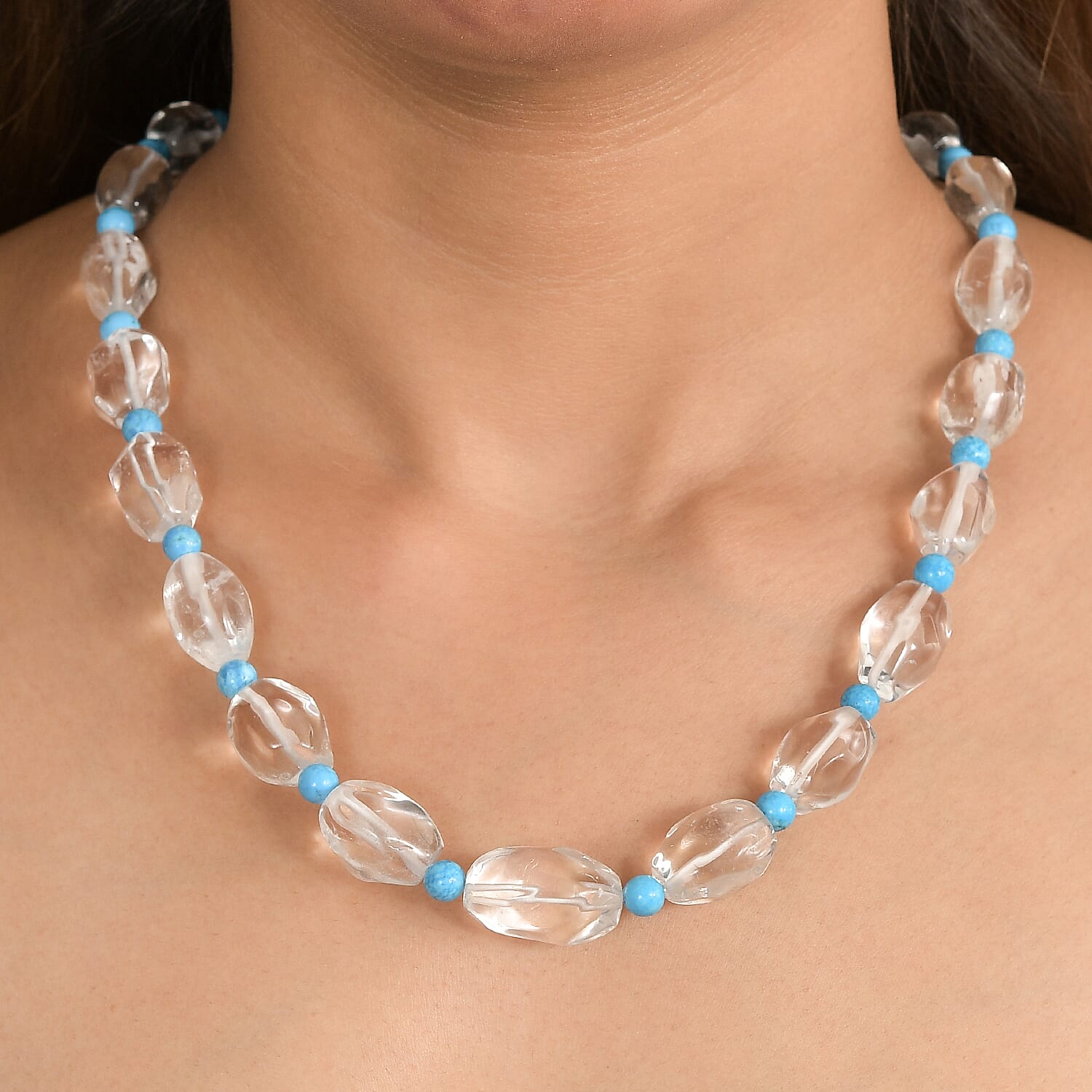 One Time Close Out Deal-  Crystal Necklace (Size 20 - 1 Ext) with Senorita Clasp in Platinum & Yellow Gold Tone 385.00 Ct.