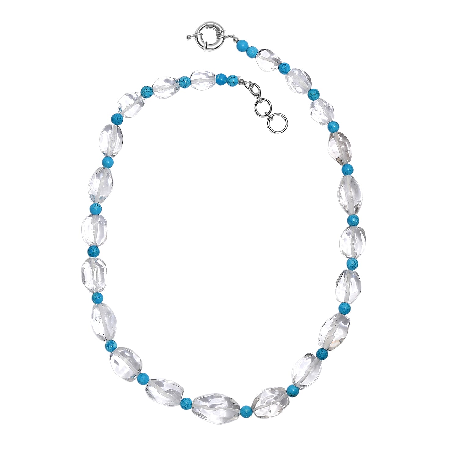 One Time Close Out Deal-  Crystal Necklace (Size 20 - 1 Ext) with Senorita Clasp in Platinum & Yellow Gold Tone 385.00 Ct.