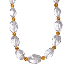 One Time Close Out Deal- Crystal Necklace (Size 20 - 1 Ext) with Senorita Clasp in Platinum & Yellow Gold Tone 385.00 Ct.