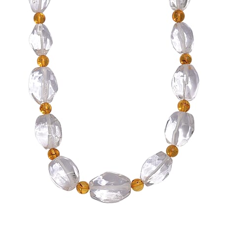 One Time Close Out Deal- Crystal Necklace (Size 20 - 1 Ext) with Senorita Clasp in Platinum & Yellow Gold Tone 385.00 Ct.