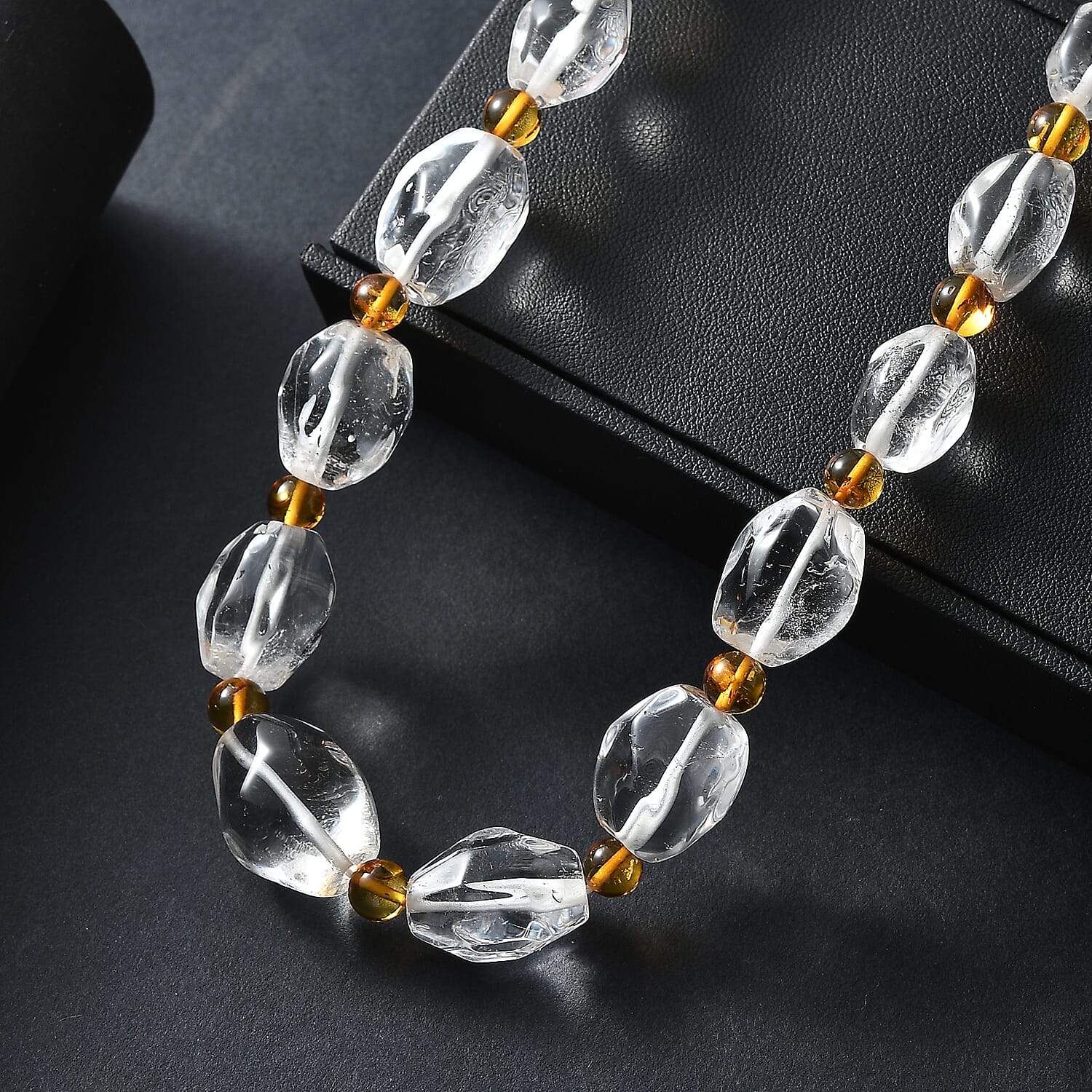 One Time Close Out Deal- Crystal Necklace (Size 20 - 1 Ext) with Senorita Clasp in Platinum & Yellow Gold Tone 385.00 Ct.