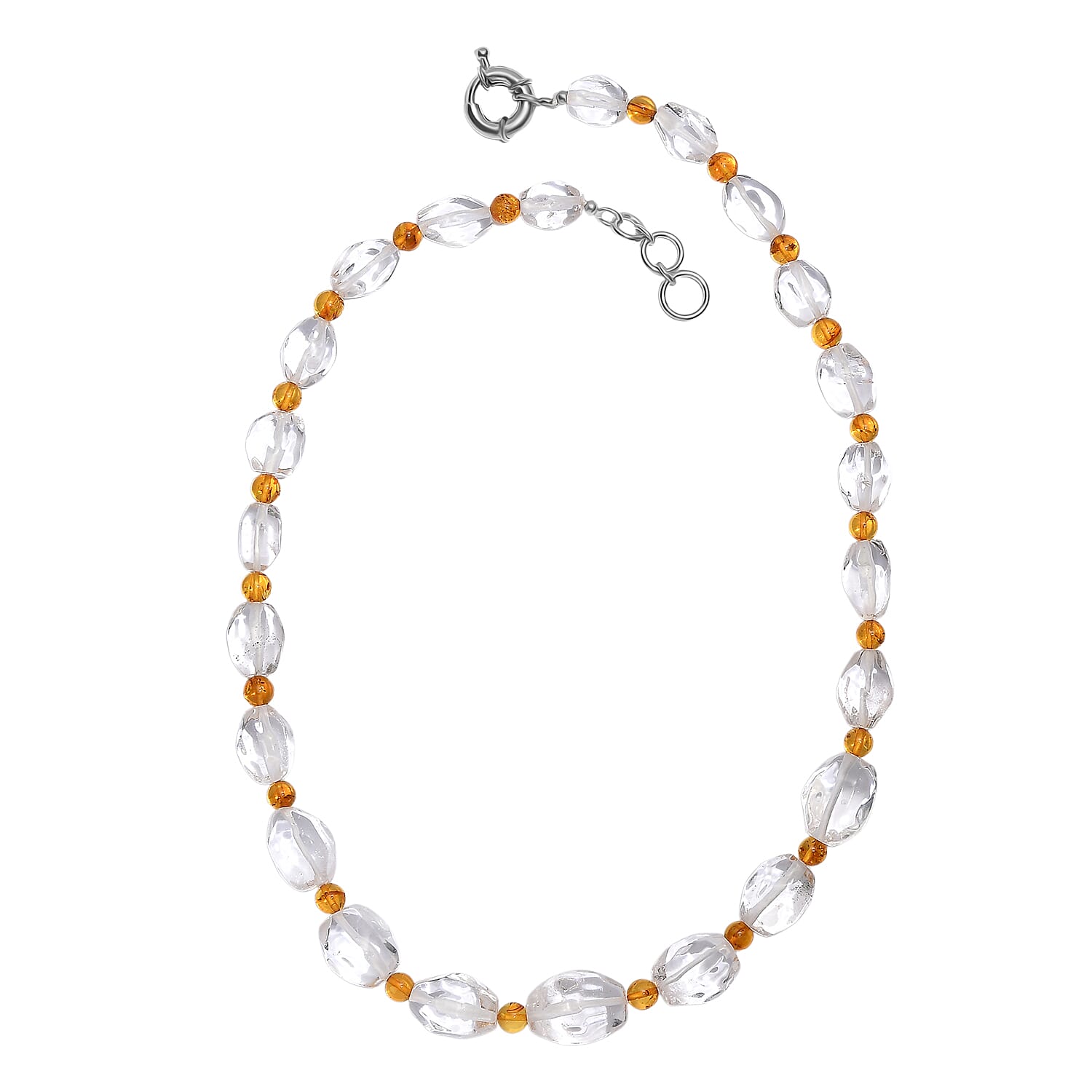 One Time Close Out Deal- Crystal Necklace (Size 20 - 1 Ext) with Senorita Clasp in Platinum & Yellow Gold Tone 385.00 Ct.