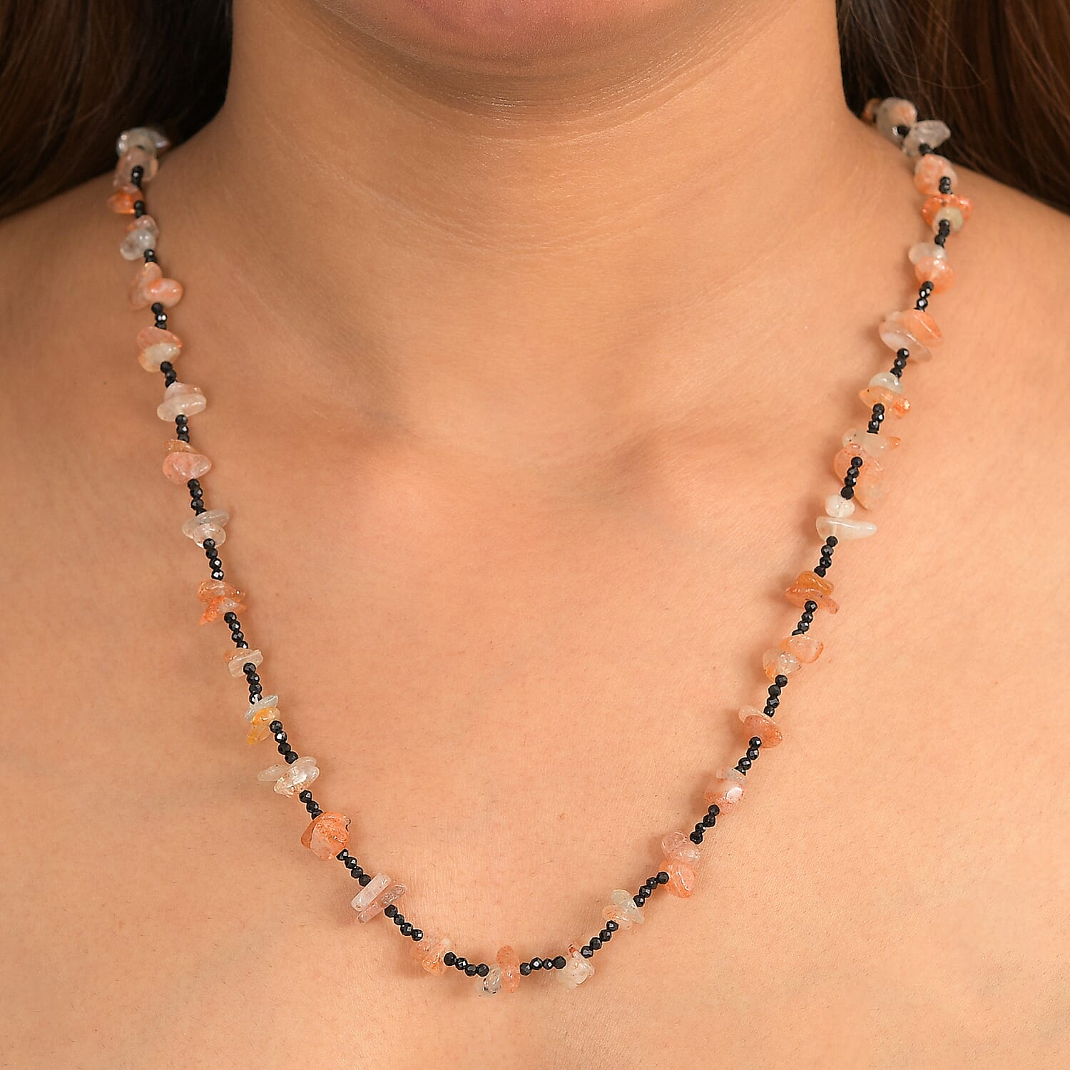 Smoky Quartz & Black Spinel Stone Necklace (Size 36) 280.00 Ct.