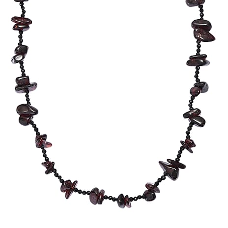 Red Garnet & Black Spinel Stone Necklace (Size 36) 280.00 Ct.