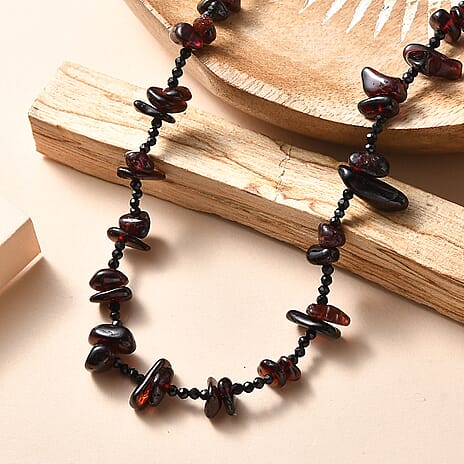 Red Garnet & Black Spinel Stone Necklace (Size 36) 280.00 Ct.