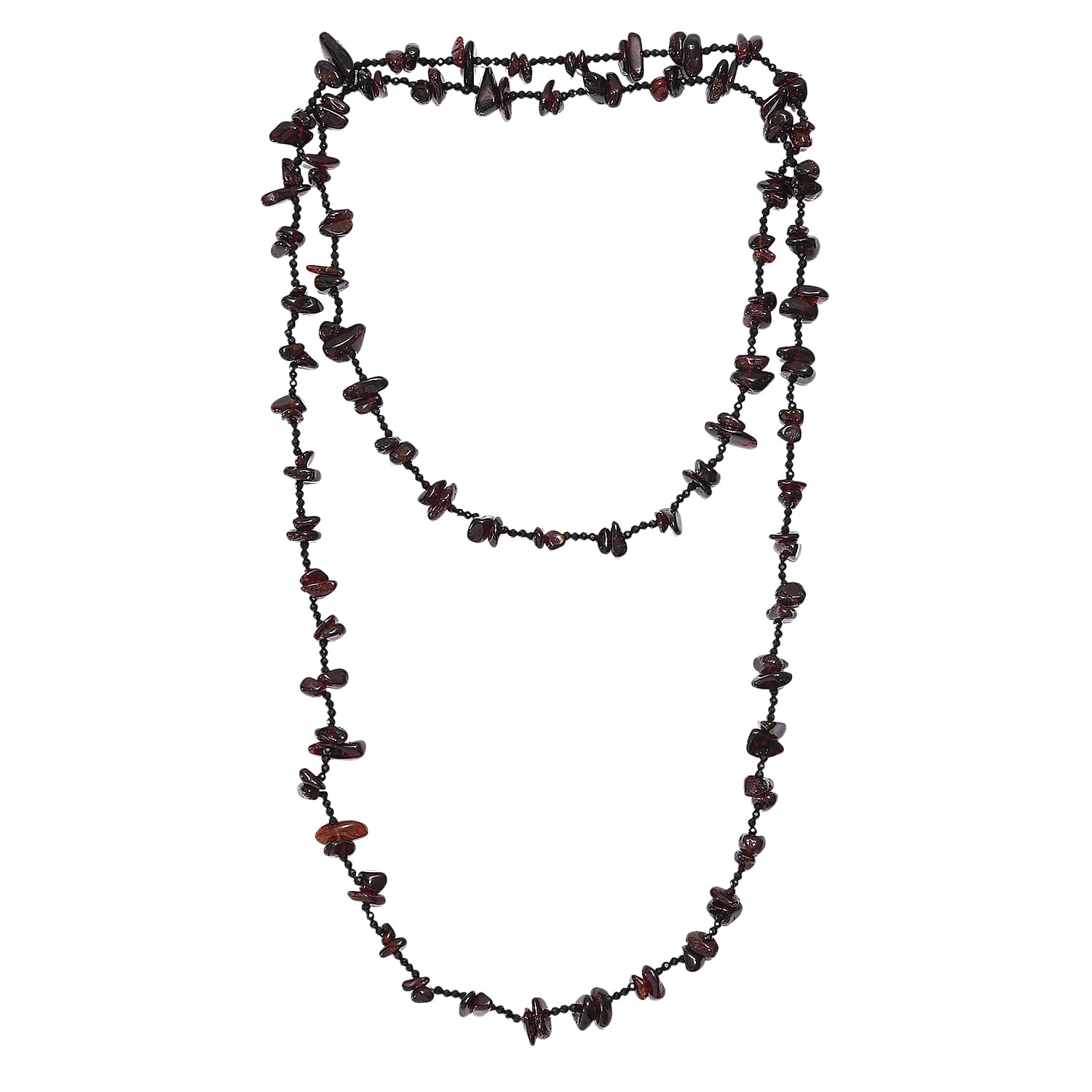 Red Garnet & Black Spinel Stone Necklace (Size 36) 280.00 Ct.