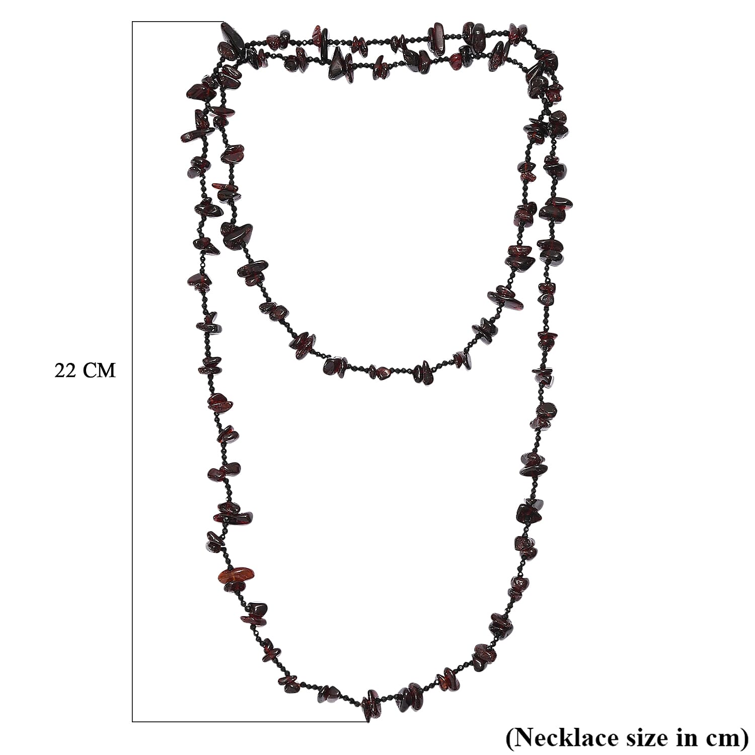 Red Garnet & Black Spinel Stone Necklace (Size 36) 280.00 Ct.