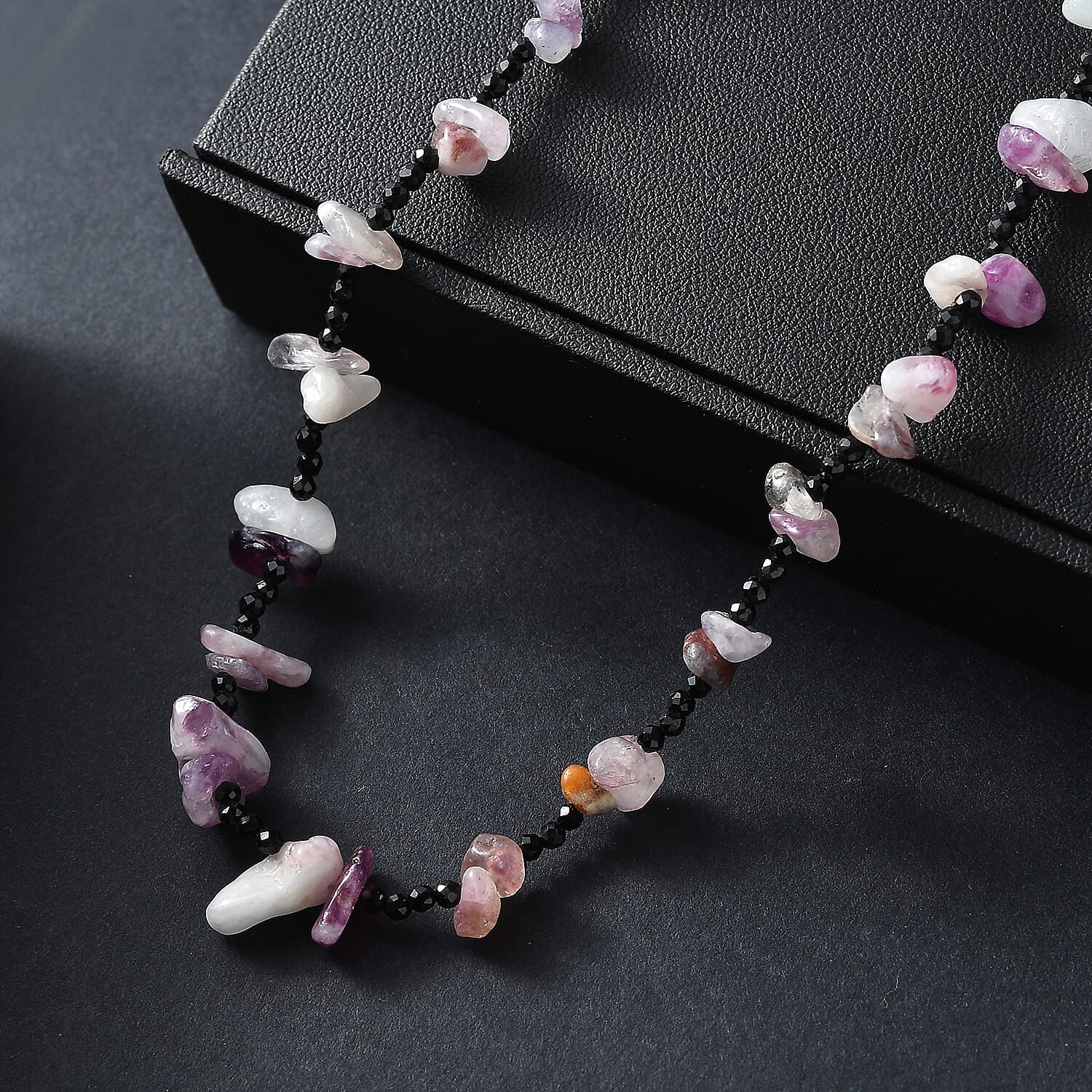 Lepidolite & Black Spinel Stone Necklace (Size 36) 280.00 Ct.