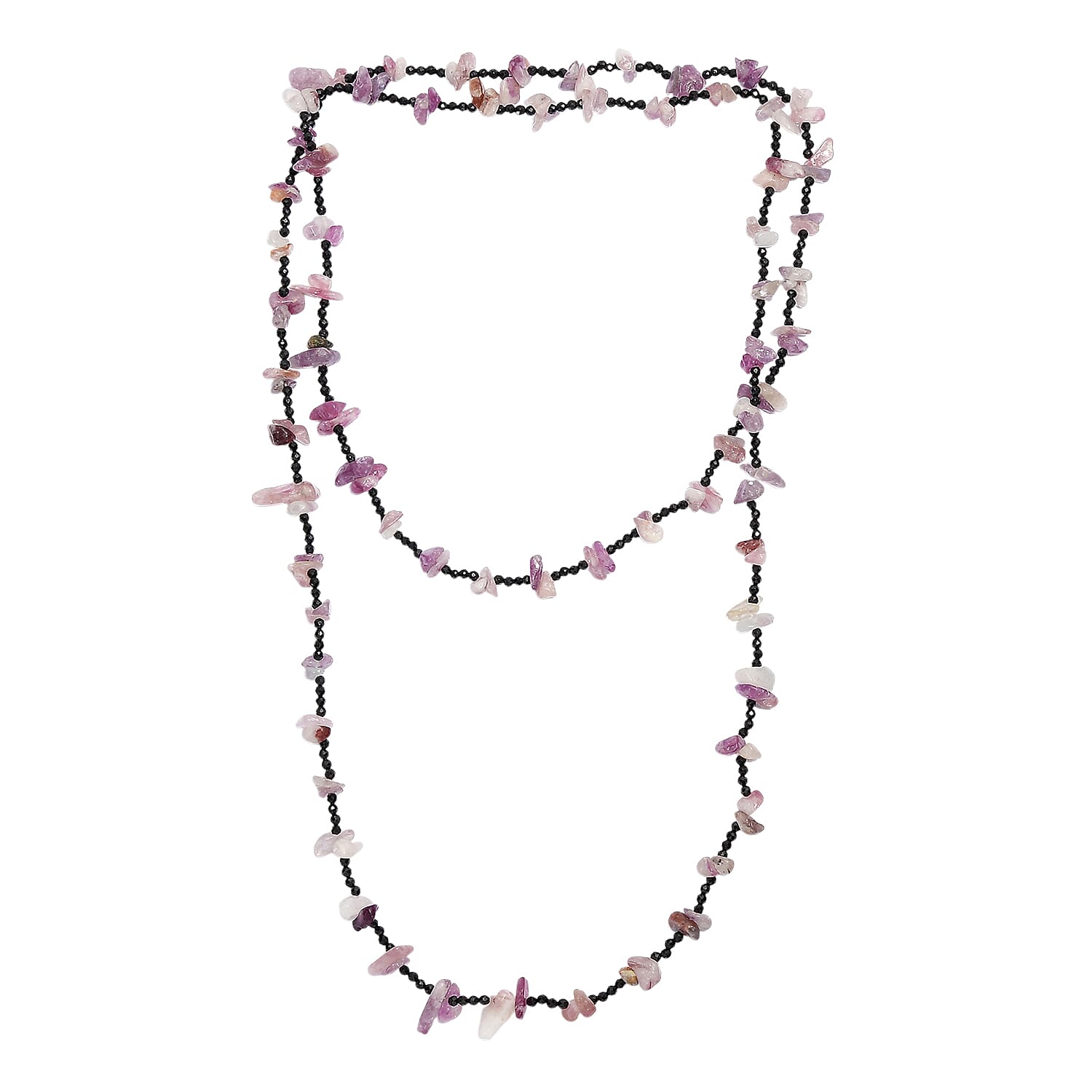 Lepidolite & Black Spinel Stone Necklace (Size 36) 280.00 Ct.