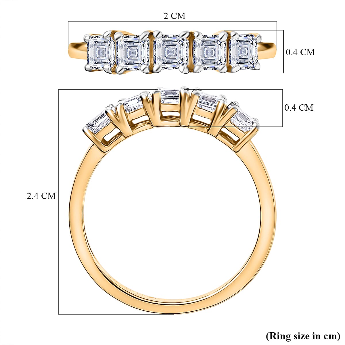 Luxuriant Lab Grown Diamond 5 Stone Ring in Sterling Silver 1.000 Ct.
