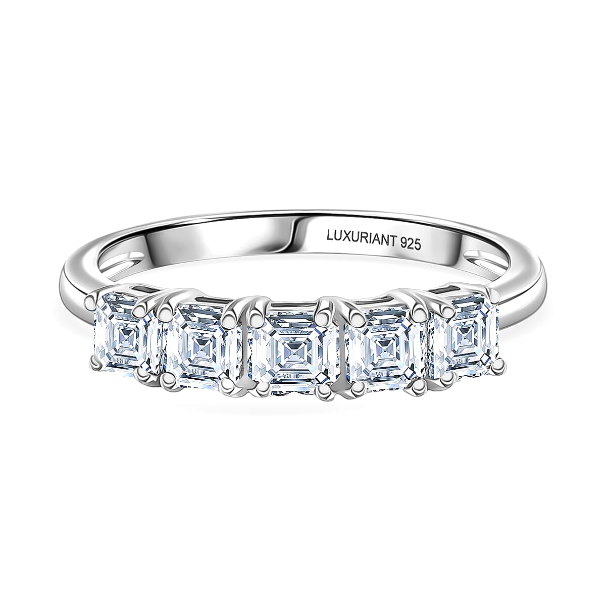 Luxuriant Lab Grown Diamond 5 Stone Ring in Rhodium OverlaySterling Silver  1.000  Ct.