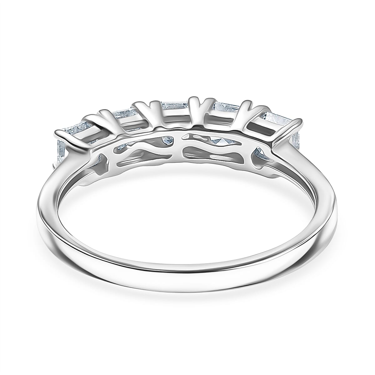Luxuriant Lab Grown Diamond 5 Stone Ring in Rhodium OverlaySterling Silver  1.000  Ct.