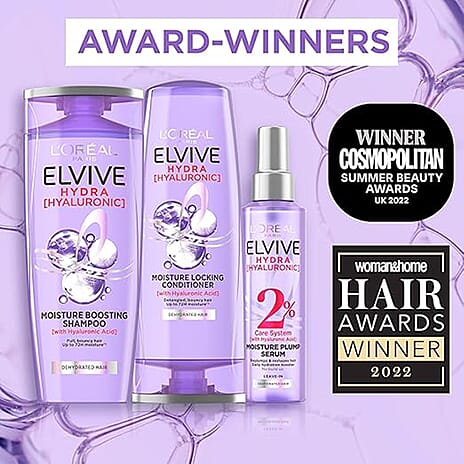 L'oreal Paris Elvive Hydra Hyaluronic 3 Piece Bundle (500ml Shampoo, 400ml Conditioner & 150ml Serum)