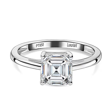 LUXURIANT 1 Ct. Lab Grown Diamond Asscher-Cut Solitaire Ring in 950 Platinum, SGL Certified