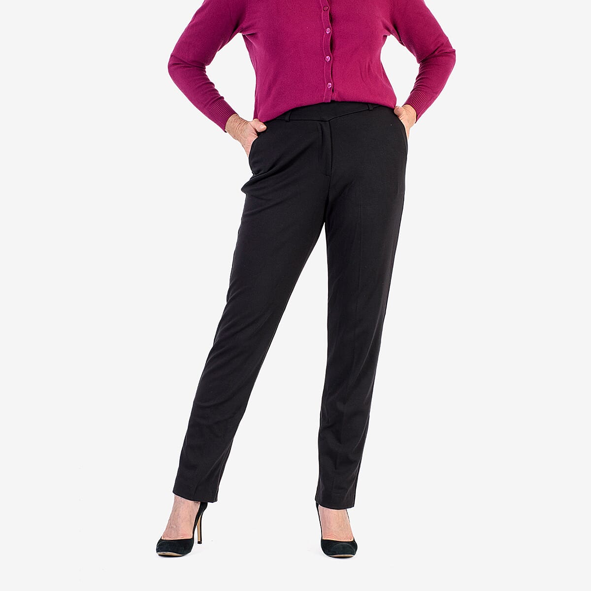 Classic Straight Leg Trousers (Size 12) - Black