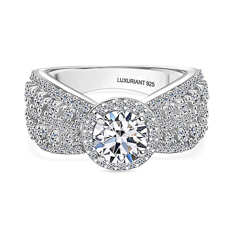 Luxuriant Lab Grown Diamond (SI-GH) Ring in Rhodium Overlay Sterling Silver 2.06 Ct.