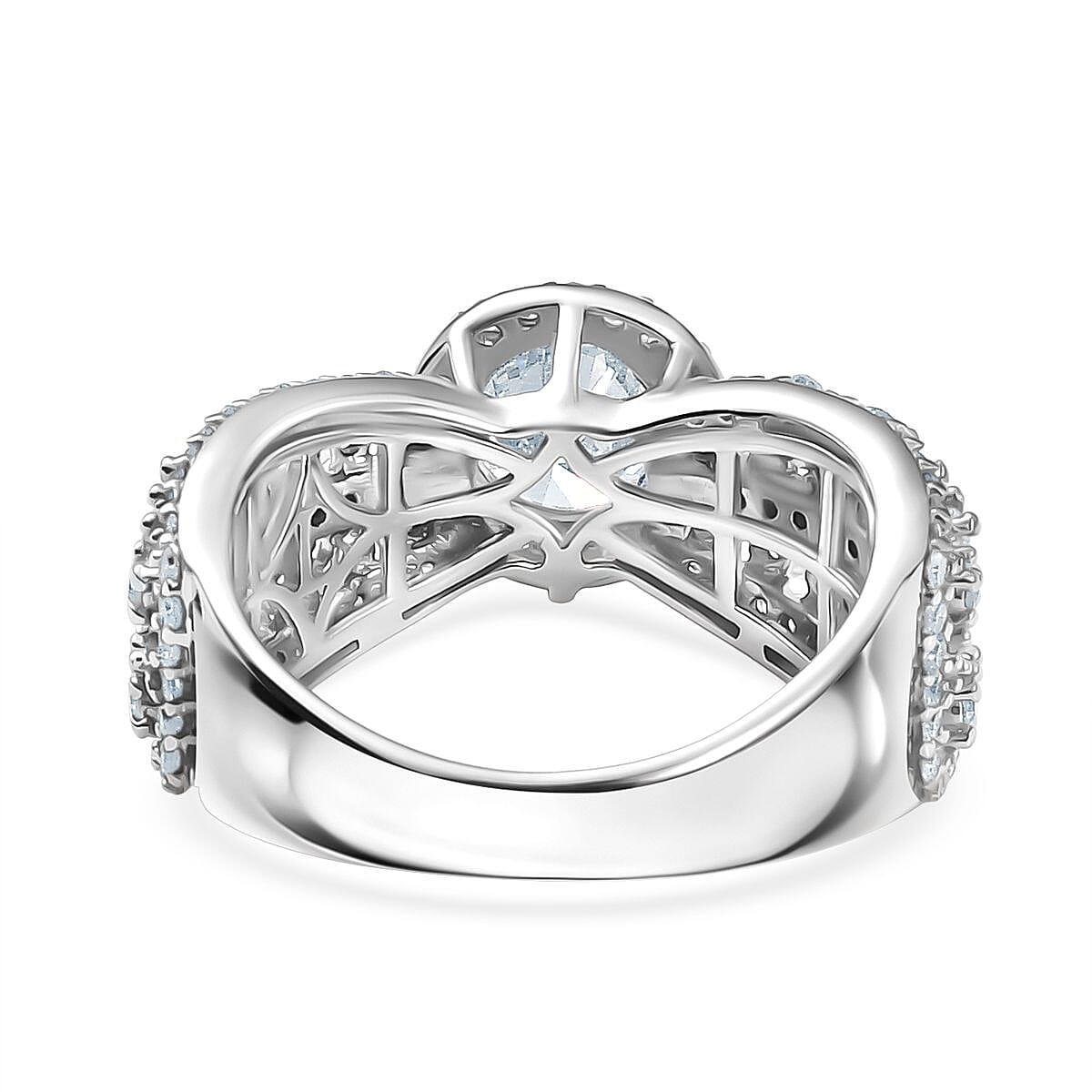 Luxuriant Lab Grown Diamond (SI-GH) Ring in Rhodium Overlay Sterling Silver 2.06 Ct.