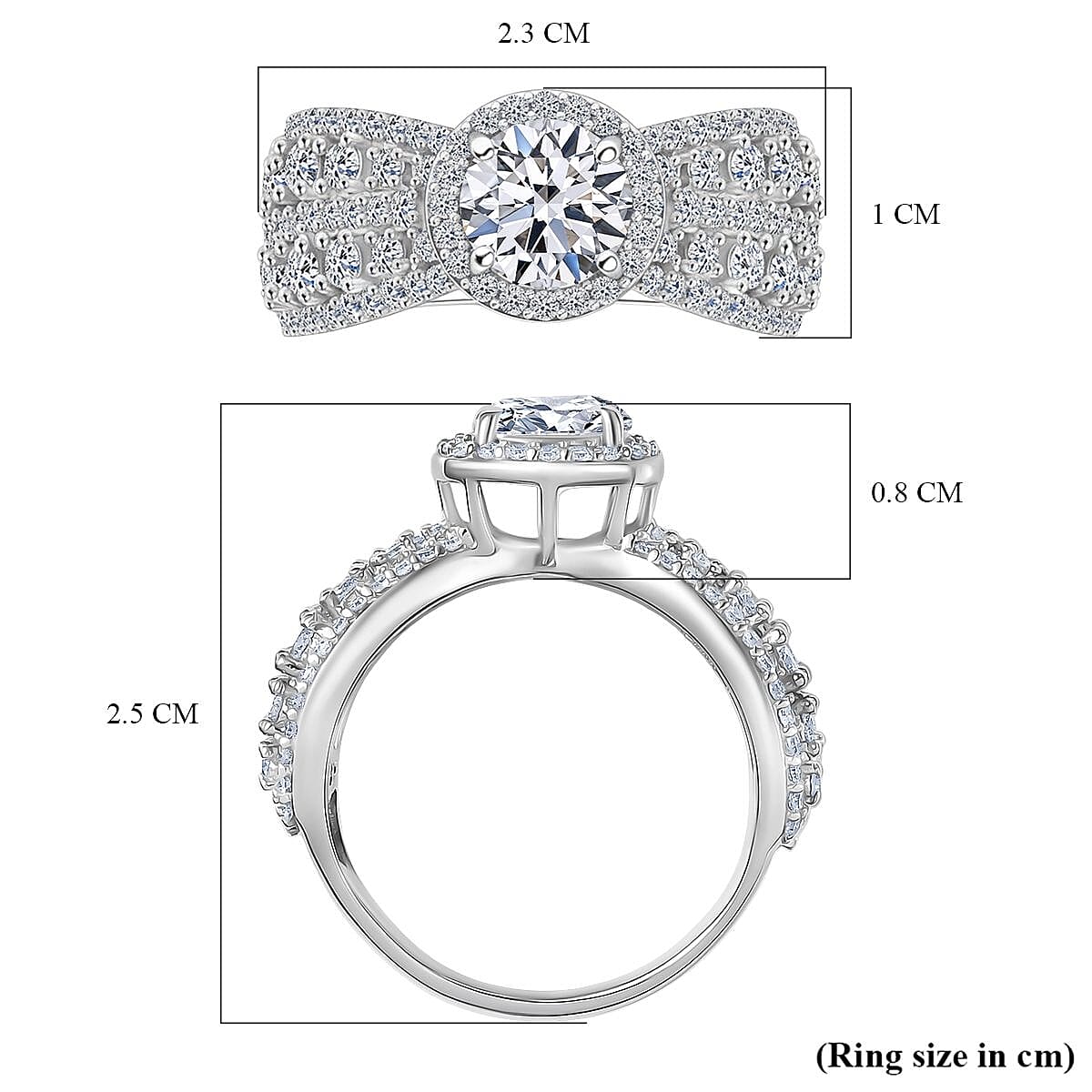 Luxuriant Lab Grown Diamond (SI-GH) Ring in Rhodium Overlay Sterling Silver 2.06 Ct.