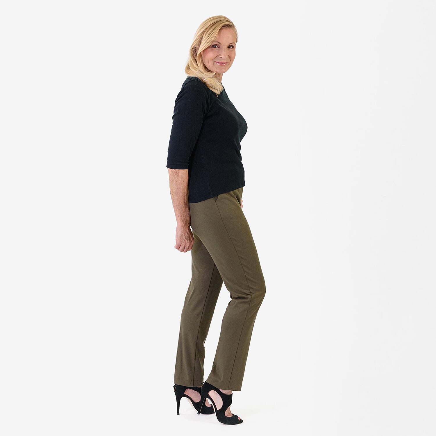 Classic Straight Leg Trousers (Size 16) - Khaki