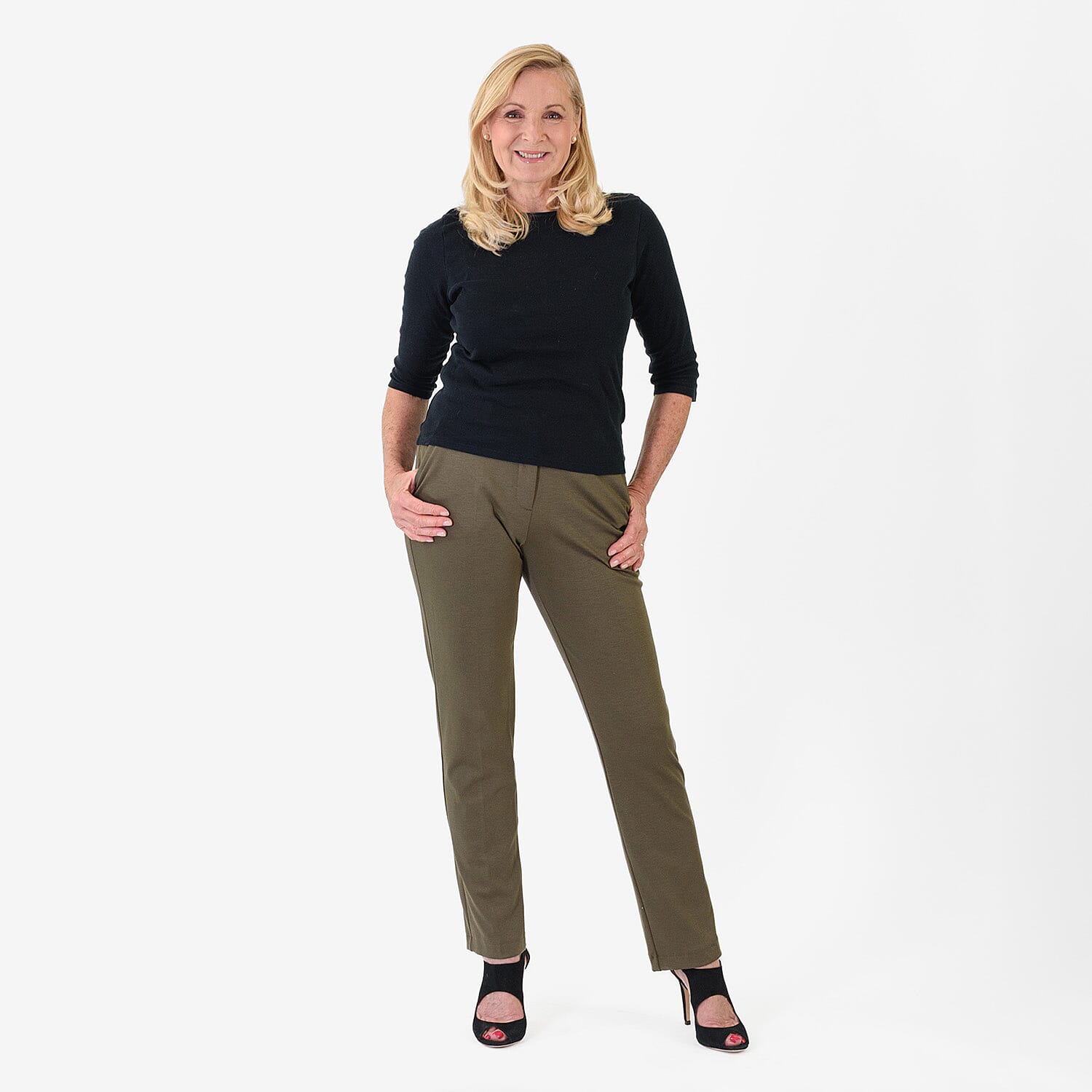 Classic Straight Leg Trousers (Size 16) - Khaki