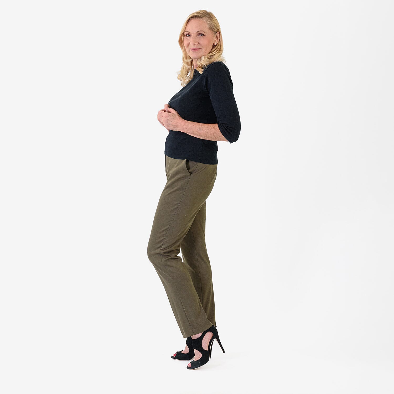 Classic Straight Leg Trousers (Size 8) - Black