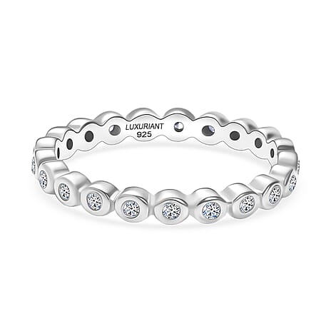 Luxuriant Lab Grown Diamond (SI-GH) Full Eternity Band Ring in Rhodium Overlay Sterling Silver 0.25 Ct.