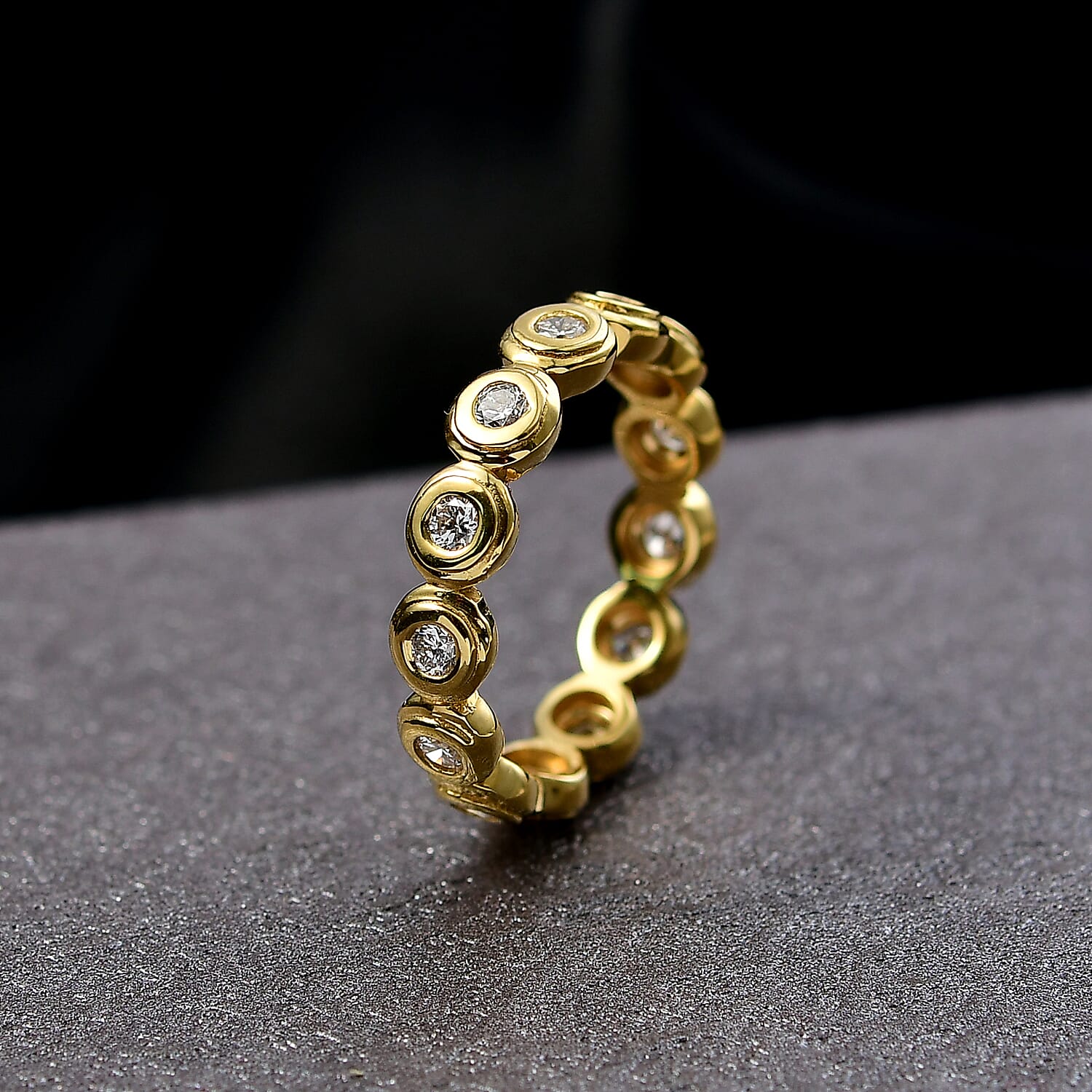 Luxuriant Lab Grown Diamond Full Eternity Band Ring in 18K YG VermeilSterling Silver  0.928  Ct.