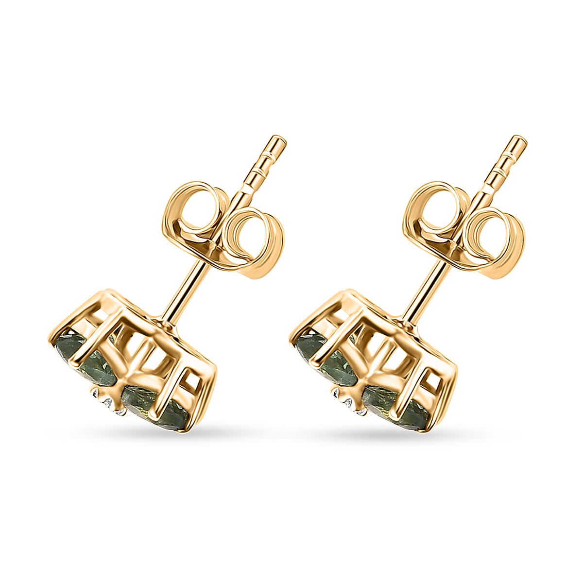 D'Joy Green Apatite, White Zircon Living Creature Earring in 18K YG VermeilSterling Silver  1.436  Ct.