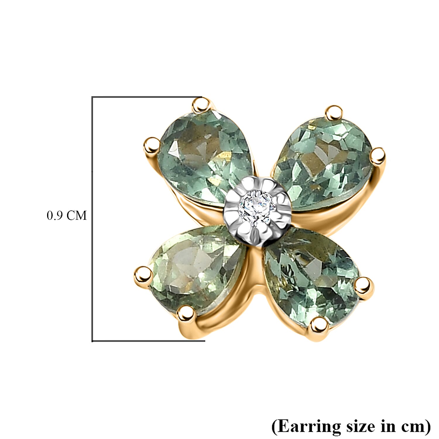 D'Joy Green Apatite, White Zircon Living Creature Earring in 18K YG VermeilSterling Silver  1.436  Ct.