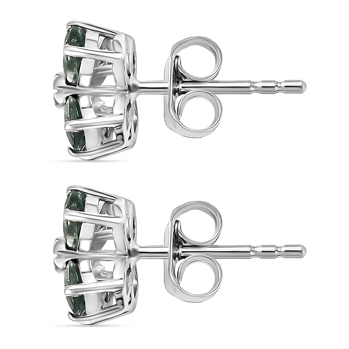 D'Joy Green Apatite, White Zircon Living Creature Earring in Rhodium OverlaySterling Silver  1.436  Ct.