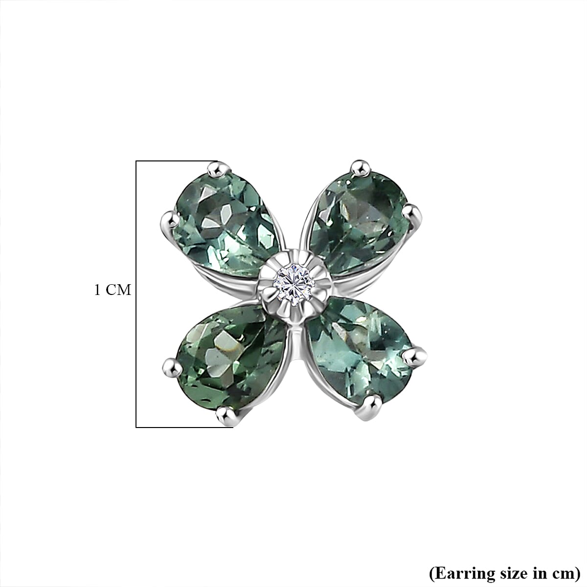 D'Joy Green Apatite, White Zircon Living Creature Earring in Rhodium OverlaySterling Silver  1.436  Ct.