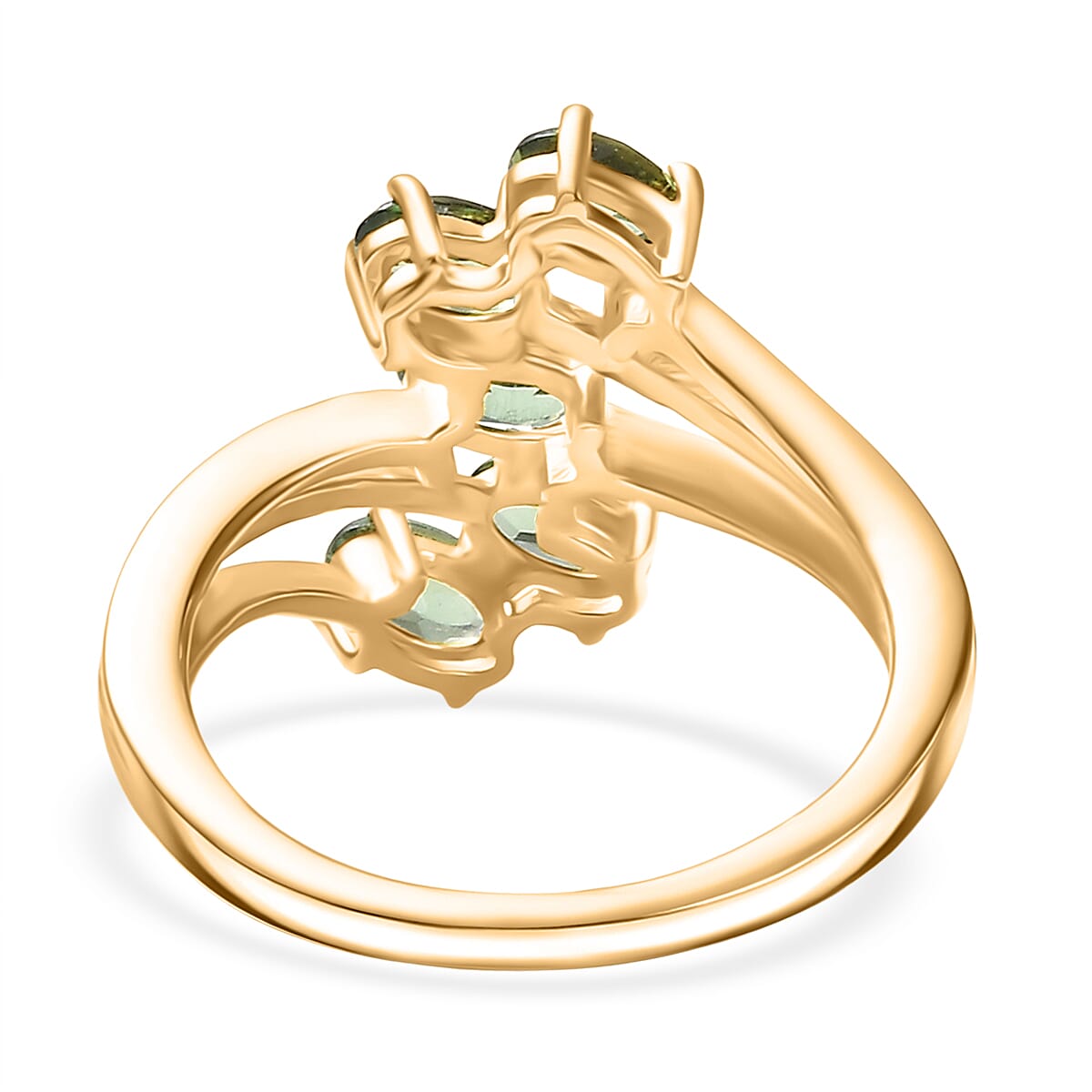 D'Joy Green Apatite Ring in 18K Vermeil Yellow Gold Plated Sterling Silver 1.21 Ct.