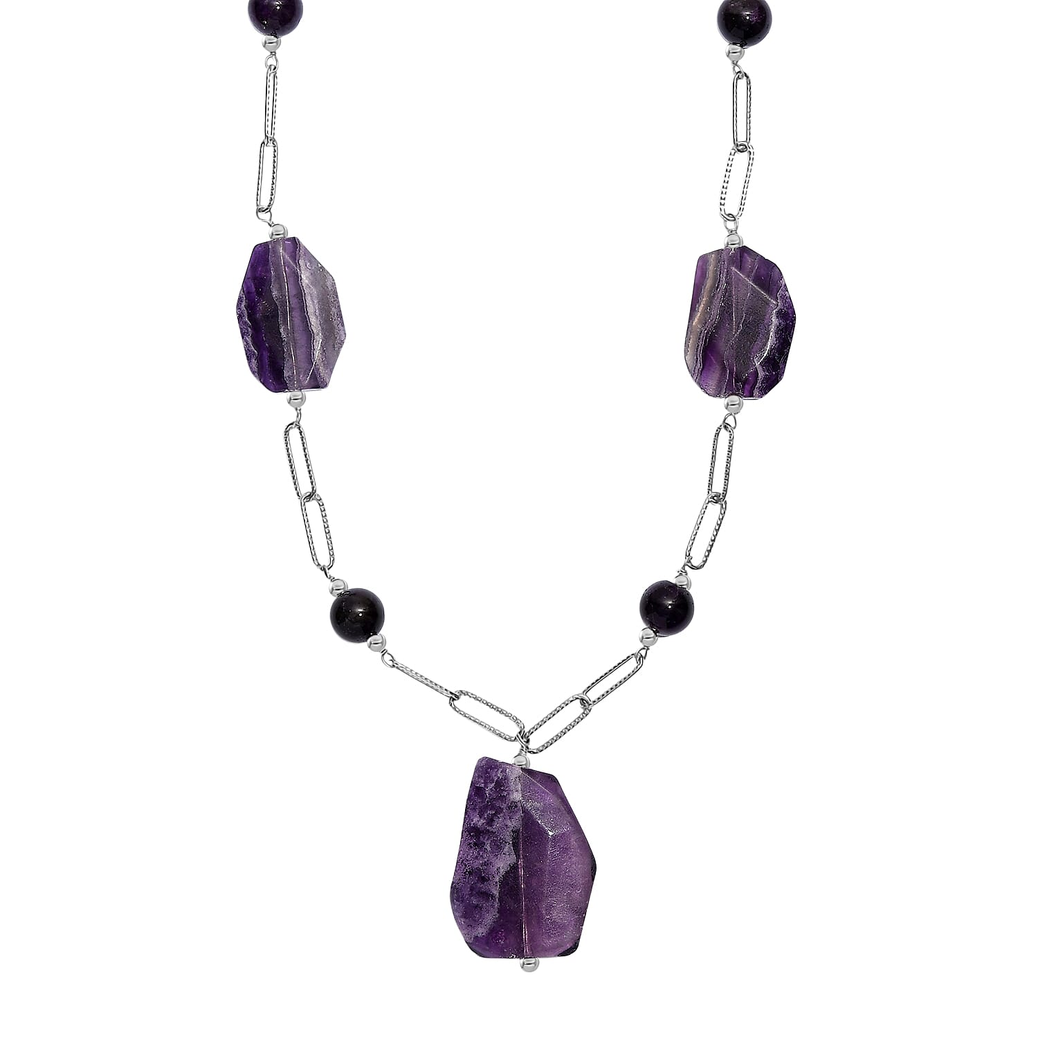 EverTrue African Amethyst Necklace (Size 20) with Lobster Clasp 240.00 Ct.