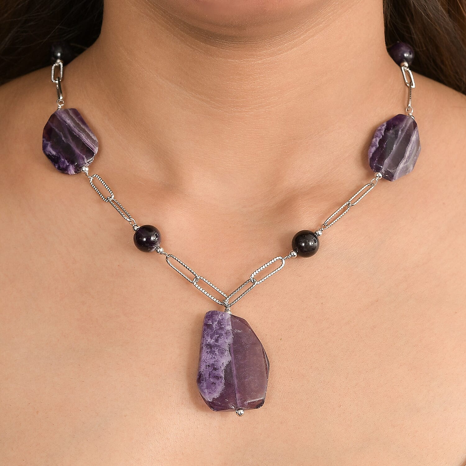 EverTrue African Amethyst Necklace (Size 20) with Lobster Clasp 240.00 Ct.