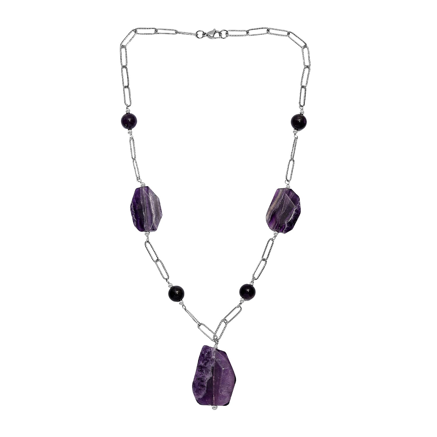 EverTrue African Amethyst Necklace (Size 20) with Lobster Clasp 240.00 Ct.