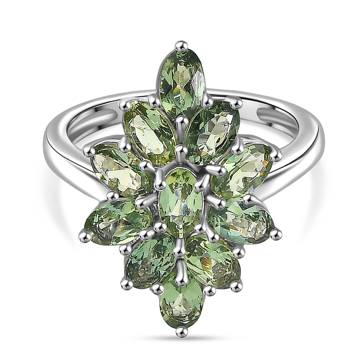 D'Joy Green Apatite Ring in Platinum Overlay Sterling Silver 2.82 Ct.