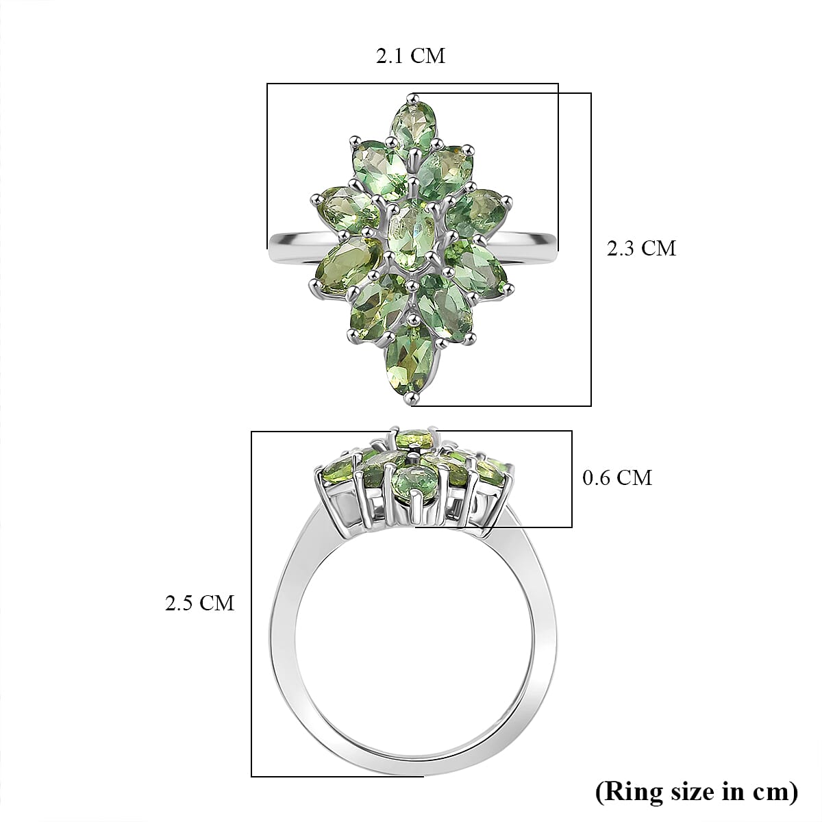 D'Joy Green Apatite Ring in Platinum Overlay Sterling Silver 2.82 Ct.