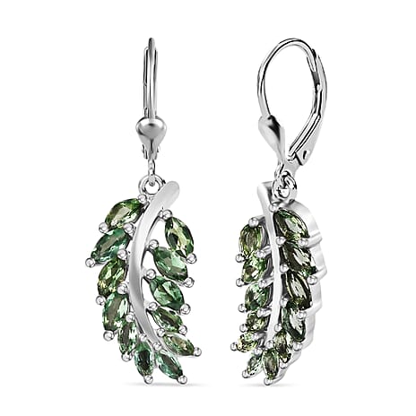 D'Joy Green Apatite Earring in Platinum Overlay Sterling Silver 3.21 Ct.