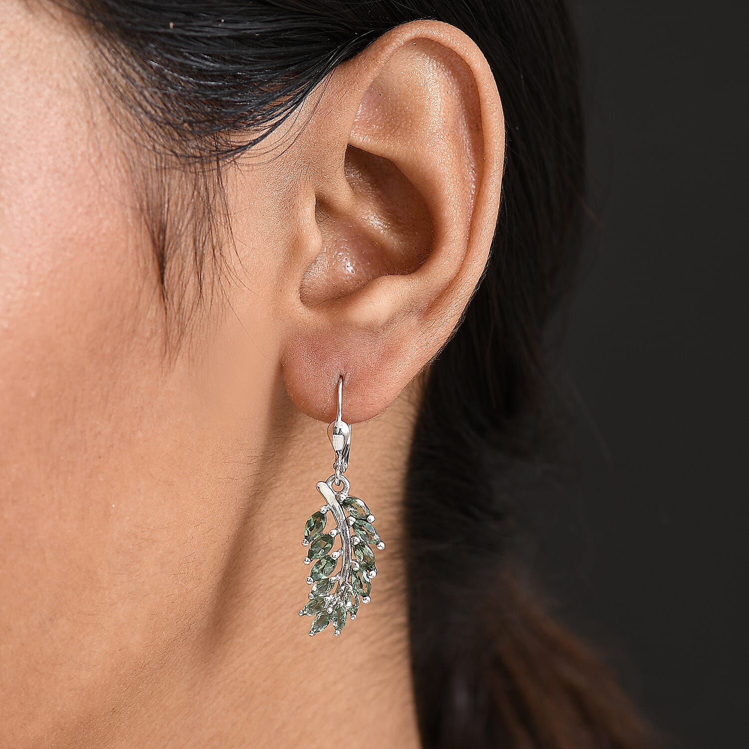 D'Joy Green Apatite Earring in Platinum Overlay Sterling Silver 3.21 Ct.