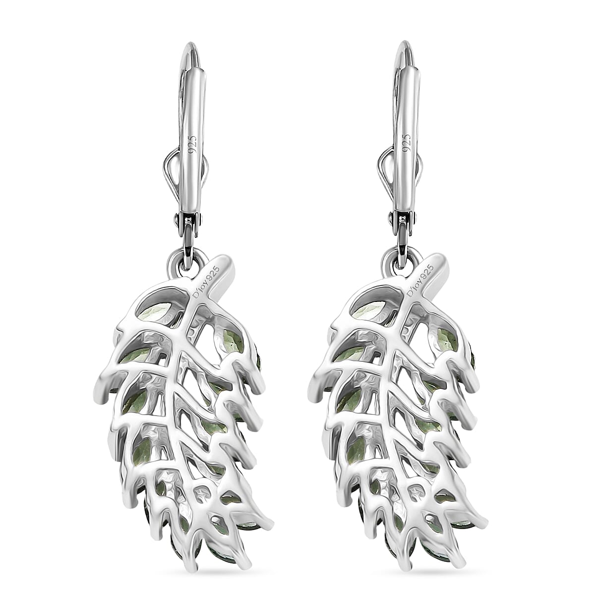 D'Joy Green Apatite Earring in Platinum Overlay Sterling Silver 3.21 Ct.