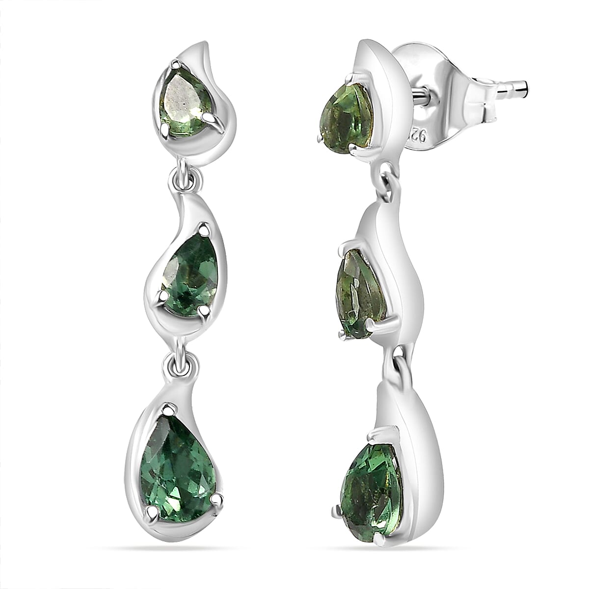 D'Joy Green Apatite Dangling Earring in Platinum Overlay Sterling Silver 1.66 Ct.