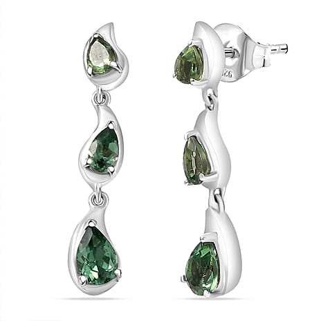 D'Joy Green Apatite Dangling Earring in Platinum Overlay Sterling Silver 1.66 Ct.