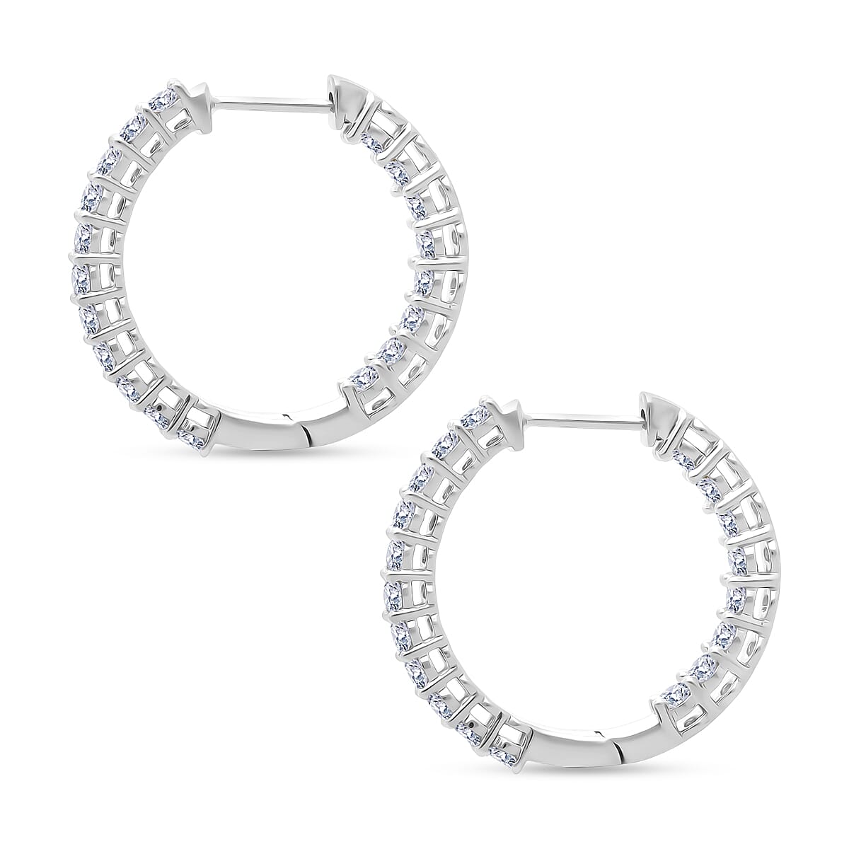 Luxuriant Lab Grown Diamond (SI-GH) Earring with Hoop in Rhodium Overlay Sterling Silver 2.01 Ct.