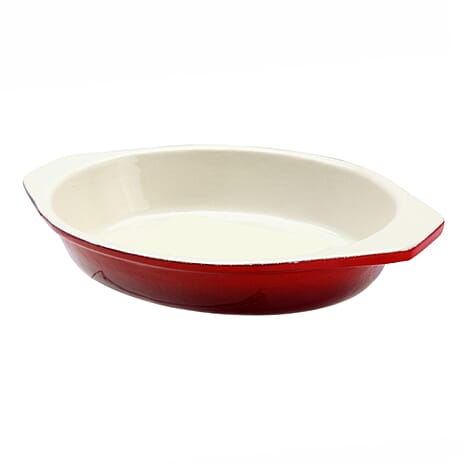 Sunnex Oval Cast Iron Serving - Baking Dish without Lid - Red